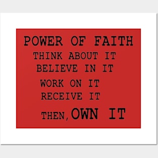 Power of Faith Illustration on Red Background Posters and Art